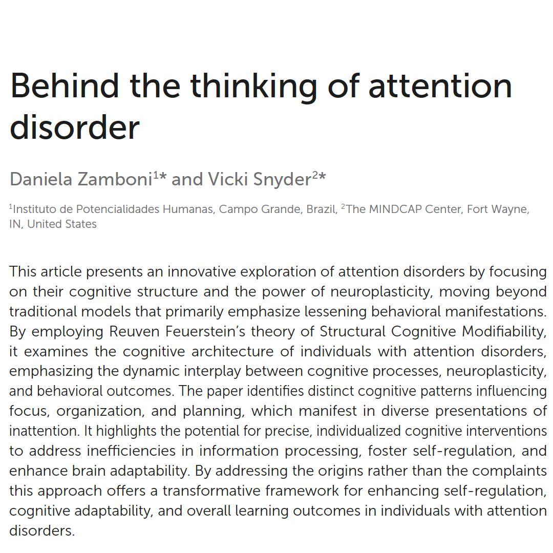 BEHIND THE THINKING OF ATTENTION DISORDERFrontiers in Psychology